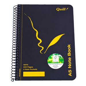 Quill A5 Spiral Notebook 200 Page