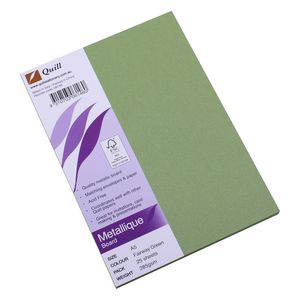Quill Metallique Board 285gsm A5 Fairway Green 25 Pack