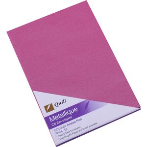 Quill Metallique C6 Envelopes Azalea Pink 10 Pack