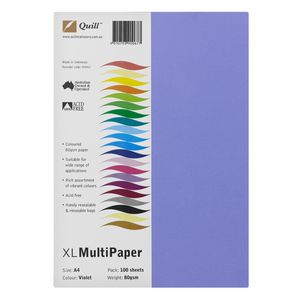 Quill Coloured Paper 80gsm A4 Violet 100 Pack