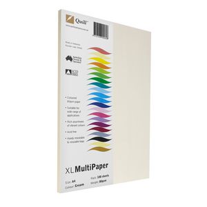 Quill Coloured Paper 80gsm A4 Cream 100 Pack