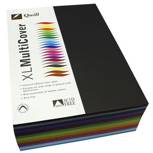 Quill 125gsm A4 Cover Board Assorted Colours 500 Sheets