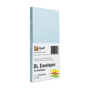Quill Plainface DL Envelope Powder Blue 25 Pack