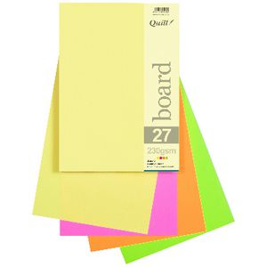 Quill A4 230gsm Board Fluoro Assorted 25 Pack