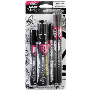 Tulip Opaque Fabric Marker 5 Pack Black