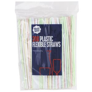 Ready Set Serve Plastic Disposable Straws Coloured 200 Pack