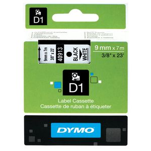 DYMO D1 Label Tape 9mm x 7m Black on White