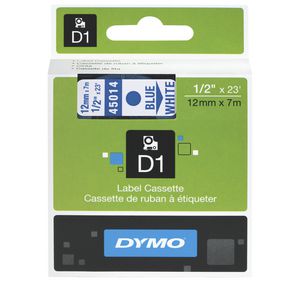 DYMO D1 Label Tape 12mm x 7m Blue on White