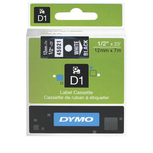 DYMO D1 Label Tape 12mm x 7m White on Black