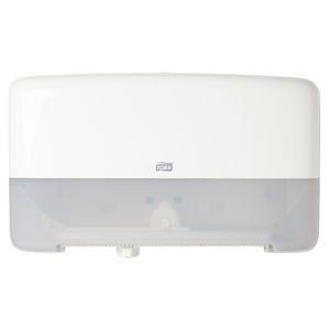 Tork T2 Twin Mini Jumbo Roll Toilet Paper Dispenser White