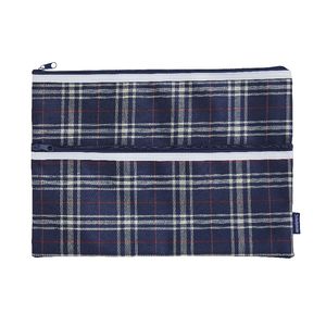 Studymate Large Pencil Case Blue Tartan