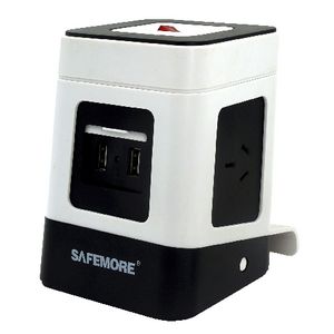 Safemore 3 Outlet Powerboard with 2 USB Ports