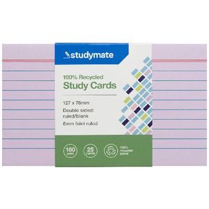 Studymate Study Cards Ruled 127 x 76mm Purple 25 Pack