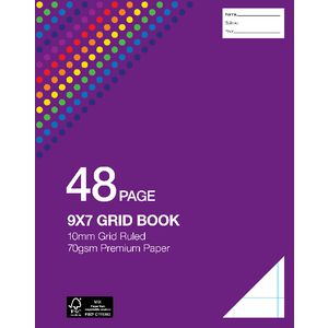 Studymate 9 x 7" Premium Grid 10mm Book NSW/QLD Ruling