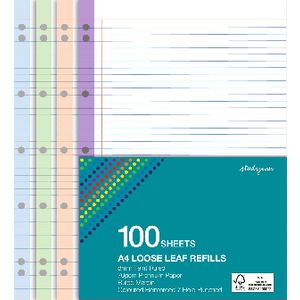 Studymate Premium Coloured A4 Loose Leaf Refills 100 Pack