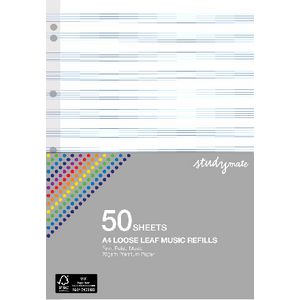Studymate Premium A4 Loose Leaf Music Refills 50 Pack