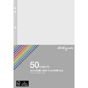 Studymate Premium Unruled A4 Loose Leaf Refills