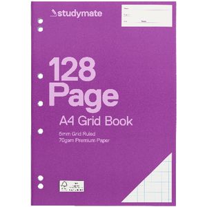 Studymate A4 Grid Binder Book 5mm 128 Page
