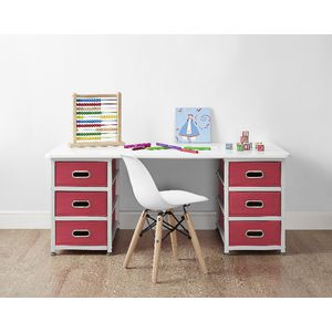 6 Basket Table White Red