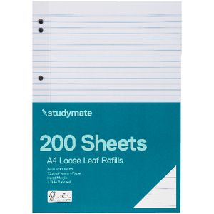 Studymate Premium A4 Loose Leaf Refill 200 Pack