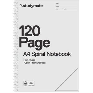 Studymate Premium Clear PP Spiral Plain Notebook 120 Pages