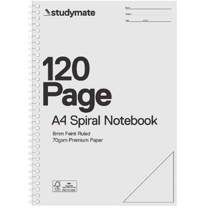 Studymate Premium Clear PP Spiral 8mm Notebook 120 Page