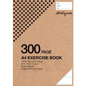 Studymate Premium A4 Plain Recycled Exercise Book 300 Pages