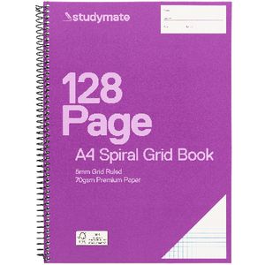 Studymate Premium A4 PP Spiral Grid Book 128 Page