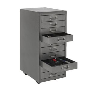 Spencer 10 Drawer Cabinet Metallic Silver