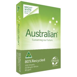 Australian 80% Recycled 80gsm A4 Copy Paper 500 Sheet Ream