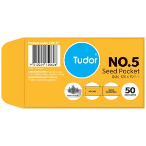 Tudor No. 5 Seed Pocket Envelopes 70 x 120 mm 50 Pack