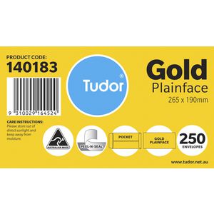 Tudor Plainface Pocket Envelopes 265 x 190mm Gold