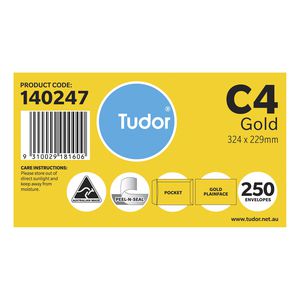 Tudor C4 Kraft Pocket Envelopes 250 Pack
