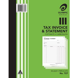 Olympic No.727 Carbonless Triplicate Invoice/Statement Book