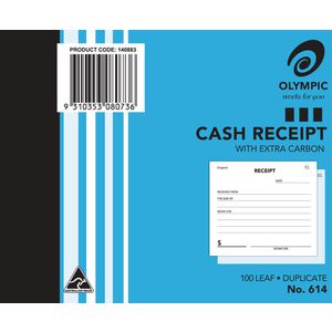 Olympic No. 614 Cash Receipt Book Carbon Duplicate