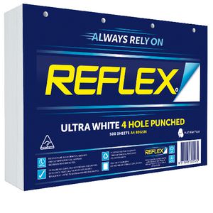 Reflex Ultra White 80gsm A4 Copy Paper 4 Hole Punched Ream