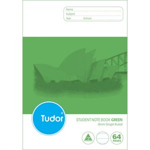 Tudor NSW Landscape Exercise Book Lime Green 64 Page