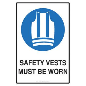 Mills Display Safety Vests Sign 300 x 450mm