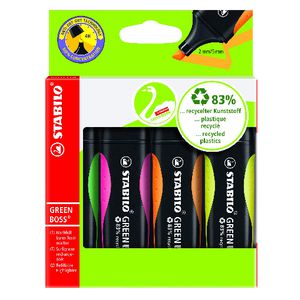 Stabilo Boss Green Highlighters Assorted 4 Pack