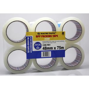 Nachi Clear Packaging Tape 48mm x 75m Roll 6 Pack