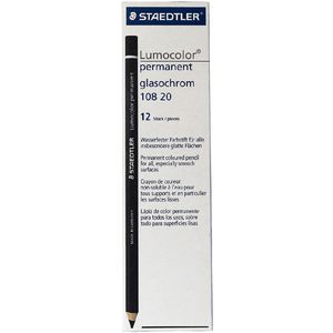 Staedtler Lumocolour Glasochrom Pencil Black 12 Pack