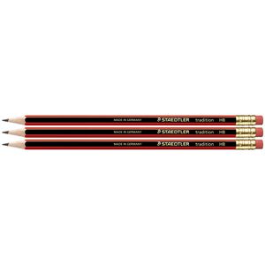 Staedtler Tradition Eraser Tip Graphite Pencil HB 3 Pack