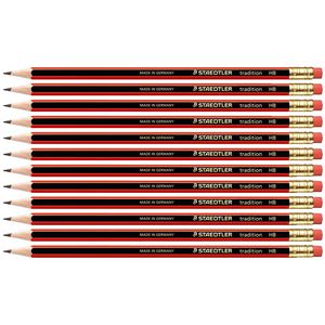 Staedtler Tradition Eraser Tip Graphite Pencil HB 12 Pack