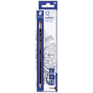 Staedtler Tradition Pencils with Eraser Tips HB 12 Pack