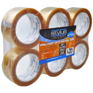 Stylus Heavy Duty Packaging Tape Clear 6 Pack