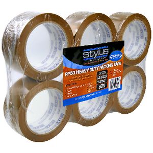 Stylus Heavy Duty Packaging Tape Brown 6 Pack