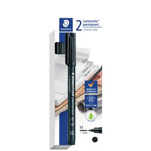 Staedtler Lumocolor 317 Permanent Marker Pen Black 2 Pack