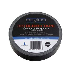 Stylus General Purpose Cloth Tape 24mm x 25m Black
