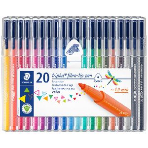 Staedtler Tri Plus Fibre Tip Pens Brilliant Colours Pack 20