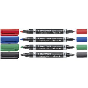Staedtler 348 Permanent Duo Markers Assorted 4 Pack